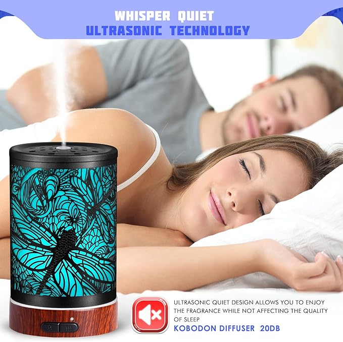 Essential Oils Diffuser,Aromatherapy Diffuser,Birthday for Women Mom Grandma,Metal Cool Mist Humidifier with 7 Colors Lights Waterless Auto Off Air Diffusers (Dragonfly)