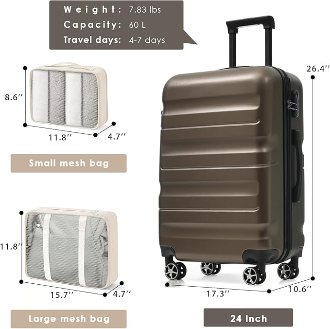 Merax 24 Inch Luggage Set Hardshell ABS Suitcase - Image 5