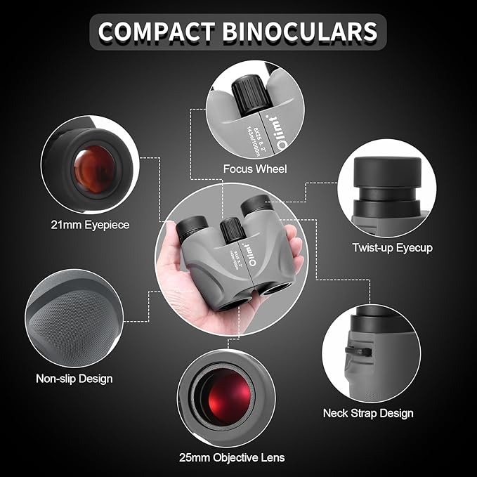 8x25 Compact Binoculars, Small Lightweight Handheld Portable Mini Pocket BAK-4 - Image 2