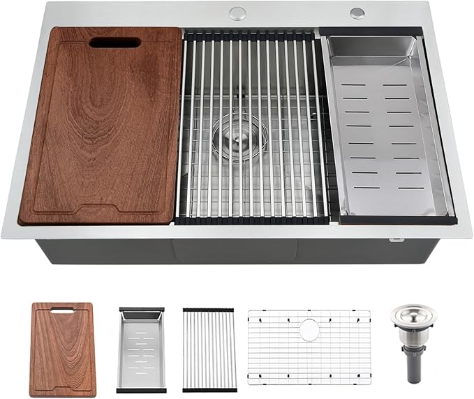 30 Inch Drop In Kitchen Sink Workstation-Bokaiya 30x22 Stainless Steel Drop In by Bokaiya