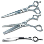 Saki Shears Majime 6 Inch Hair Cutting Set of Shears Includes Cutting Scissors, Thinning Shears, Hair Razor and Leather Carrying Case - Perfect for Professional or Home Hair Cuts