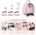 Rolling Makeup Case with 4 Removable Bags, Professional Makeup Train Case with Wheels, Makeup Artist Travel Bag with Brushes Storage Section, Pink (Patent Design)