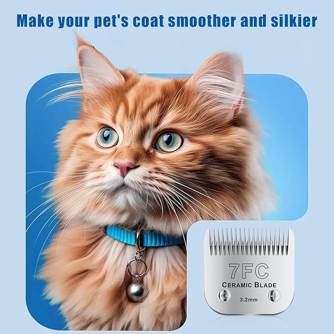 7FC# Detachable Pet Dog Grooming Clipper Ceramic Blade,Compatible with Andis Size 7FC Cut Length 1/8"(3.2mm),Compatible with andis/wahl/Oster Dog Clippers 1PCS