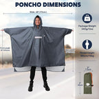 ANYOO Hooded Rain Poncho for Adults Waterproof Lightweight Rain Coat for Men - Image 2