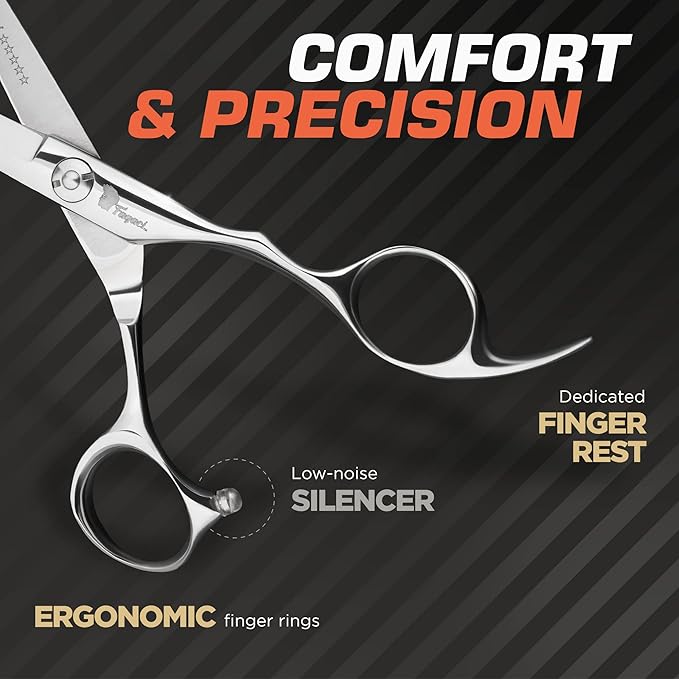 Fagaci Professional Hair Trimmer & Hair Scissors Set Extremely Sharp, Hair Cutting Scissors Professional, Hair Shears, Barber Scissors Set for Men and Women, Hair Edger T-Blade
