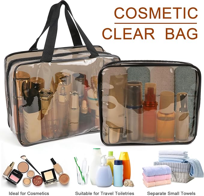 APREUTY Clear Makeup Bags, TSA Approved 6 Pcs Cosmetic Makeup Bags Set Clear PVC - Image 3