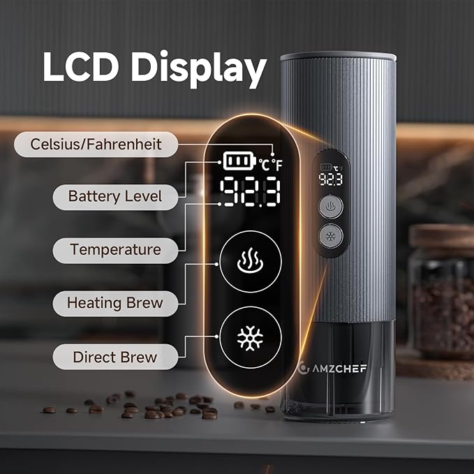 AMZCHEF Portable Espresso Machine w/ 9000mAh Battery & USB-C, 2-in-1 Travel - Image 8