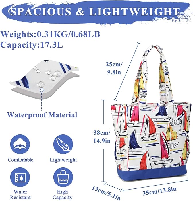 VASCHY Beach Bag for Women, Large Waterproof Sandproof Fold-able Packable Pool - Image 2