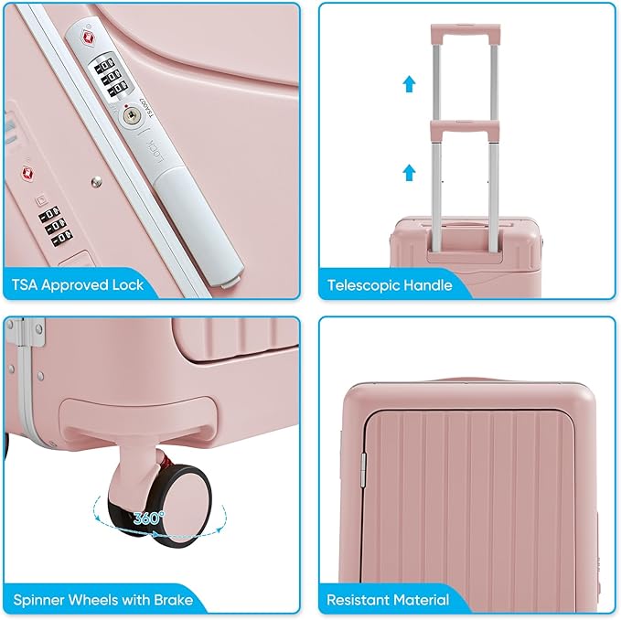 TABU 20" Ride-on Luggage with Seat，Front Opening Carry-On Hardshell Ride On - Image 6