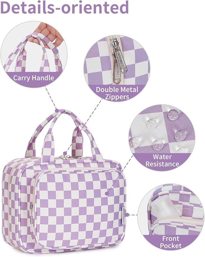 Narwey Travel Toiletry Bag for Women Large Hanging Makeup Bag Organizer - Image 8