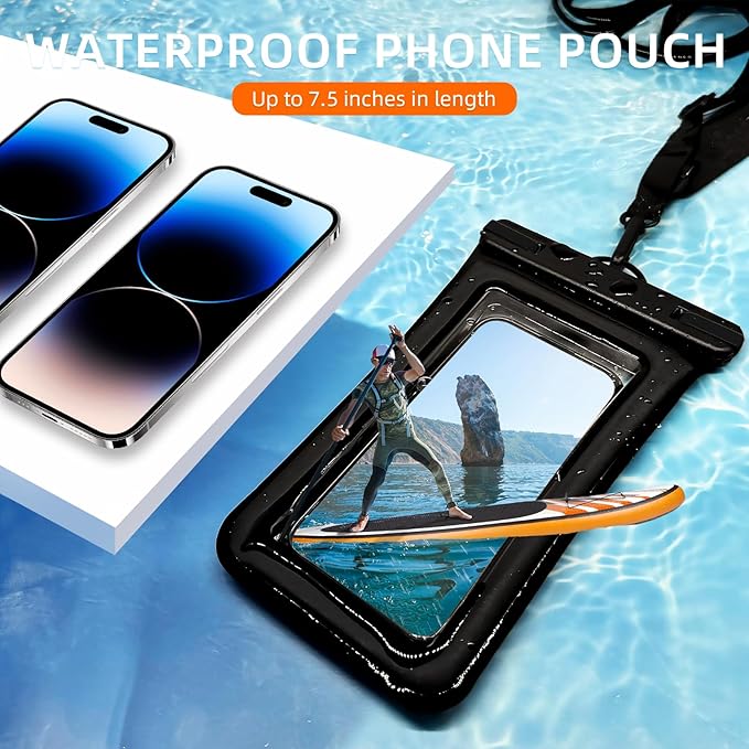 IPX8 Floating Waterproof Phone Case 2-Pack, 7.2 Inch Waterproof Phone Pouch - Image 7