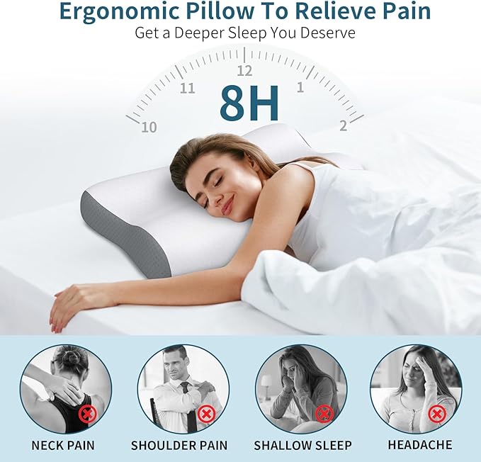 Cervical Neck Pillow for Pain Relief, Contour Memory Foam Pillows for Sleeping - Image 4