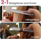 Quico Hair Straightener, 110-240V Global Travel Hair Straighteners for Women, 15s Fast Heating, Professional Negative Ion Flat Iron, Temp Memory, 320℉-450℉, Auto-Off, with Glove and Clips, Gift, Pink