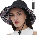 vidsel Womens Sun Hats Wide Brim Reversible Bucket Cotton Hat Packable Summer by vidsel