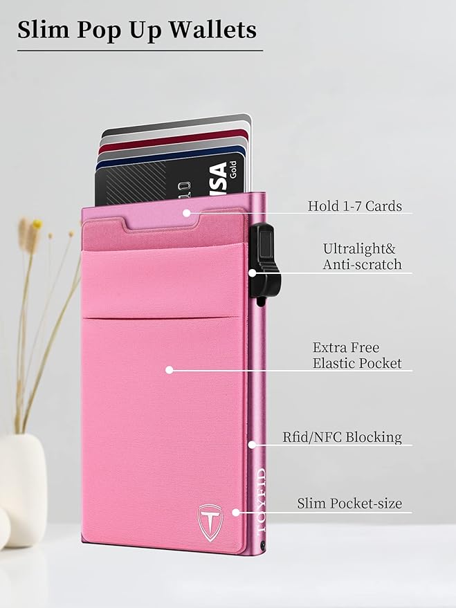 Slim Front Pocket Wallet, Pop Up Card Holder Wallets - Image 7