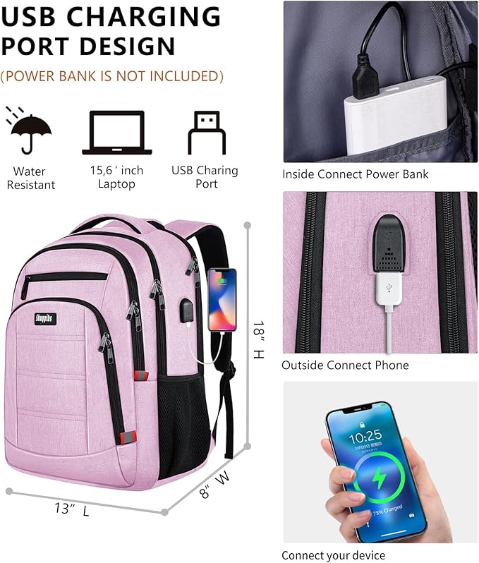 Pink Backpack for Women, School Backpacks for Girls Teen, Bookbag - Image 5