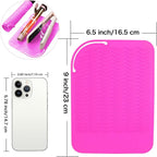 Heysam Silicone Heat Resistant Mat for Flat Iron Hair Straightener Pad, Travel Portable Curling Iron Pad, Non-Slip Vanity Mat for Hair Tools, Size 9"x6.5", Rose Red
