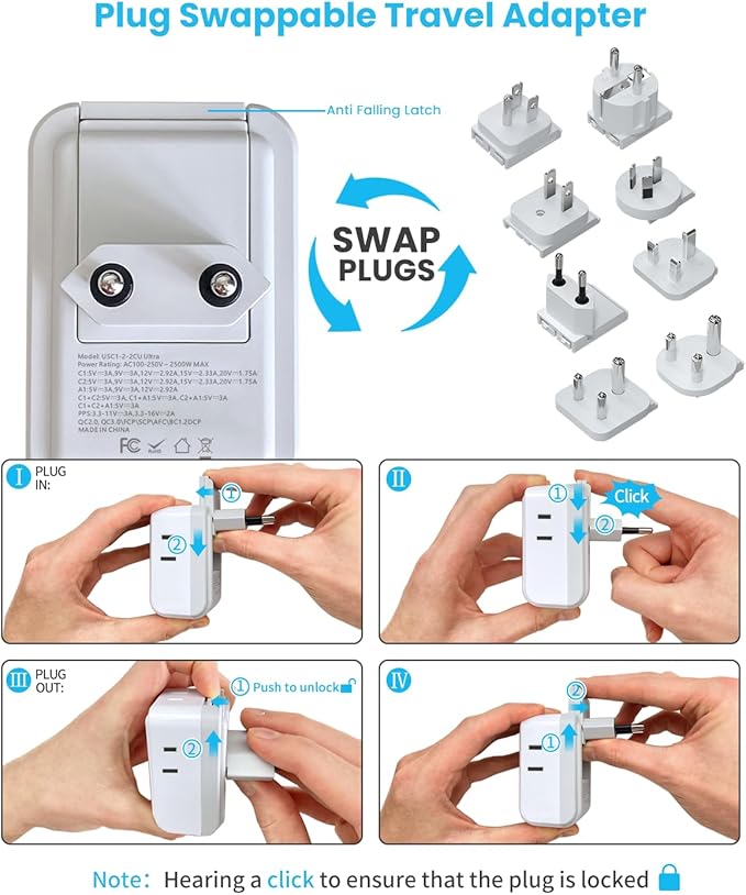 Universal Travel Adapter Kit, VINTAR PD 35W International Power Adapter - Image 3