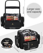 Makeup Brush Bag Extra Large Makeup Brush Case with 4 small bags Professional Makeup Artist Brush Holder Stand Up Organizer for Travel with Adjustable Dividers and Shoulder Strap
