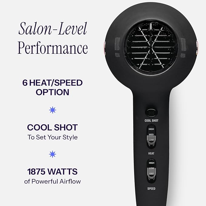 HOT TOOLS Professional Ceramic Rainbow Hair Dryer - Fast Drying Blow Dryer with Quiet Operation and Ion Technology for Long-Lasting and Shinier Hair - 1875 Watts