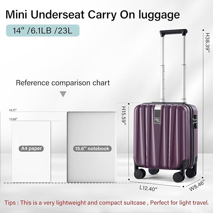 Hanke 14 Inch Underseat Carry On Luggage - Image 3