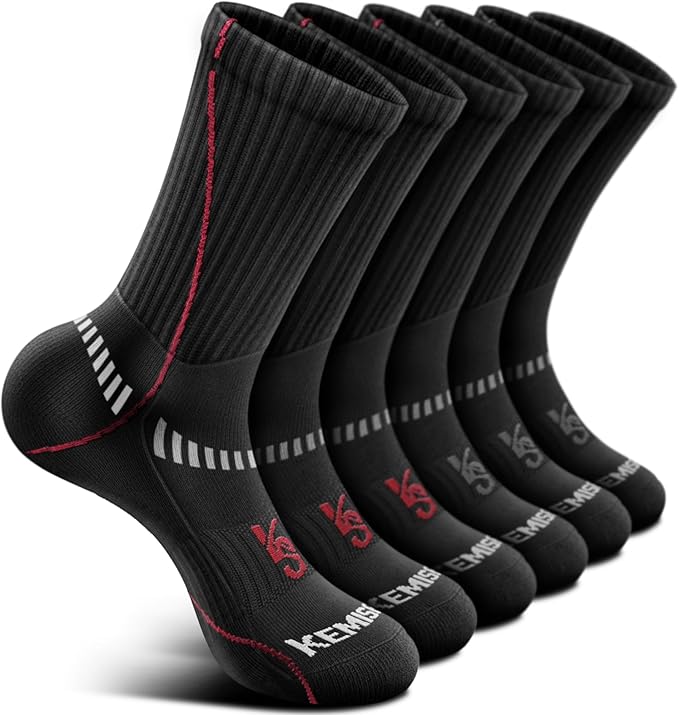 BULLIANT Compression Socks for Men 6Pairs, Athletic Crew Socks Cushioned For by BULLIANT