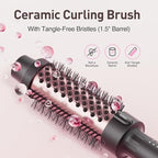 Thermal Brush Hair Curling Brush, 30s Fast Heated Round Brushes 1.5" for Long Lasting Look, Negative Ion Tech, 5 Temp Settings, Less Damage, Universal Voltage for Travel, Easy to Use, Rose Gold