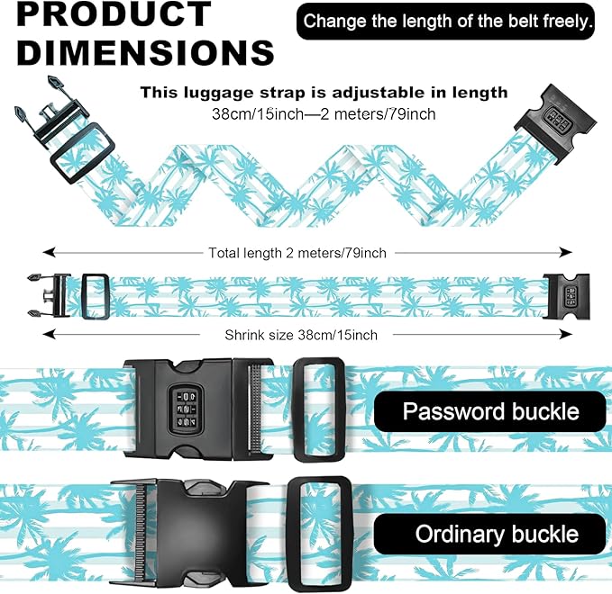 2 Pack Luggage Straps, Adjustable Cute Printing - Image 7
