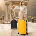 Krute Checked Aluminum Frame Suitcase 24 Inch Zipperless Luggages Hardside PC - Image 9