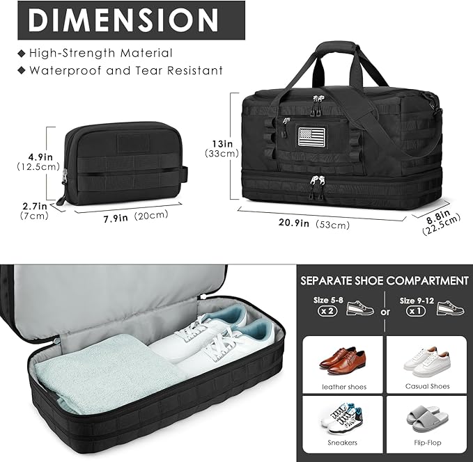 ETRONIK Travel Bag for Men Women, Gym Bag & Tactical Duffle Bags for Travel - Image 4