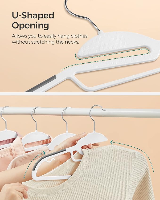 SONGMICS 50 Pack Coat Hangers, Heavy-Duty Plastic Suit Hangers, S-Shaped Opening - Image 3