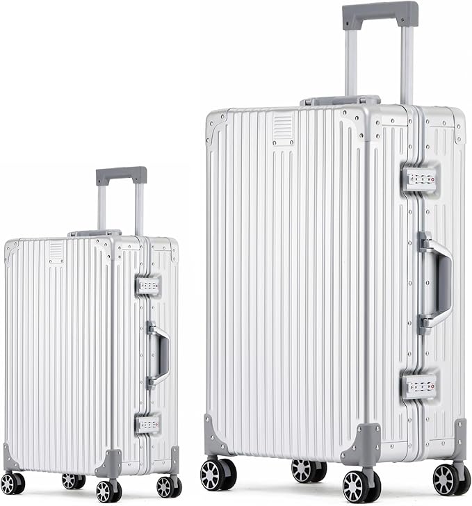 Metal All Aluminum Carry-on Luggage TSA Customs Lock Zipperless Silent Rotary by XZSP+AISU