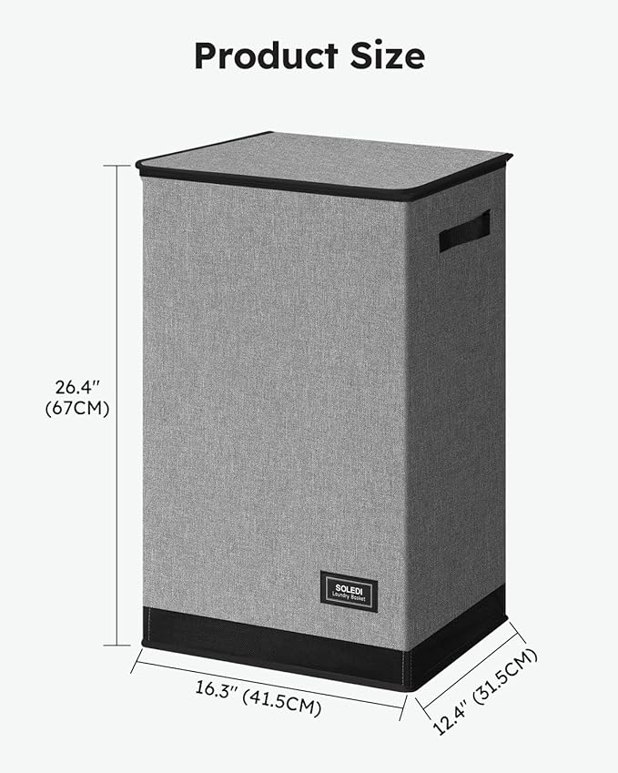 SOLEDI Laundry Hamper with Lid 90L Large & Tall Collapsible Laundry Basket - Image 9