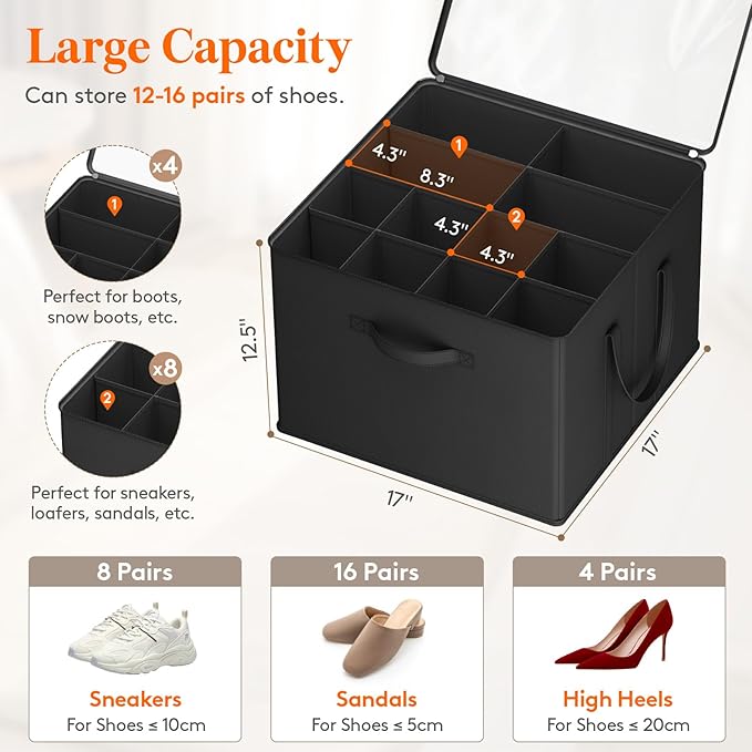 Lifewit Shoe Storage Organizer for Closet, Fits 12-16 Pairs, Large Shoe Box - Image 2