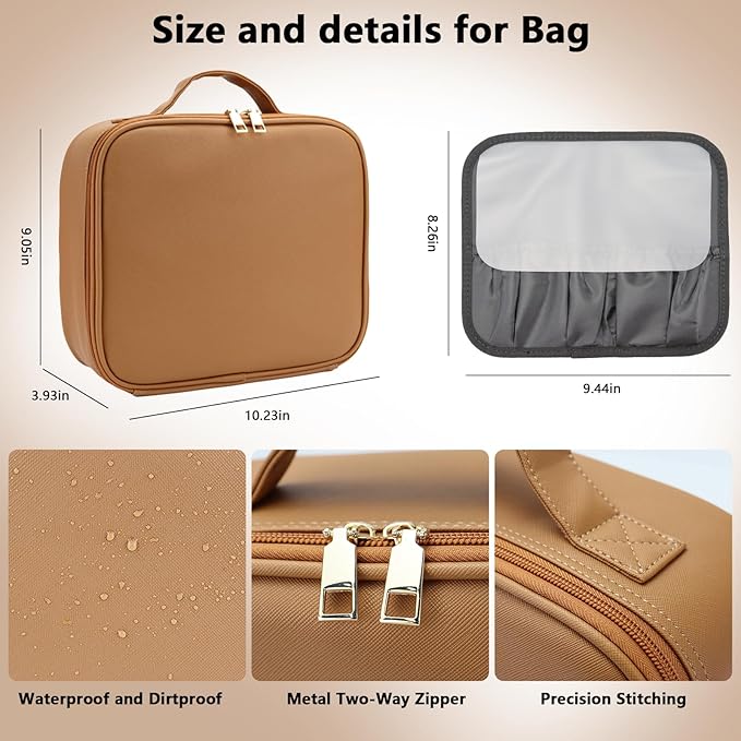 Travel Makeup Bag with LED Mirror Travel Makeup Organizer with 3 Lighted - Image 5