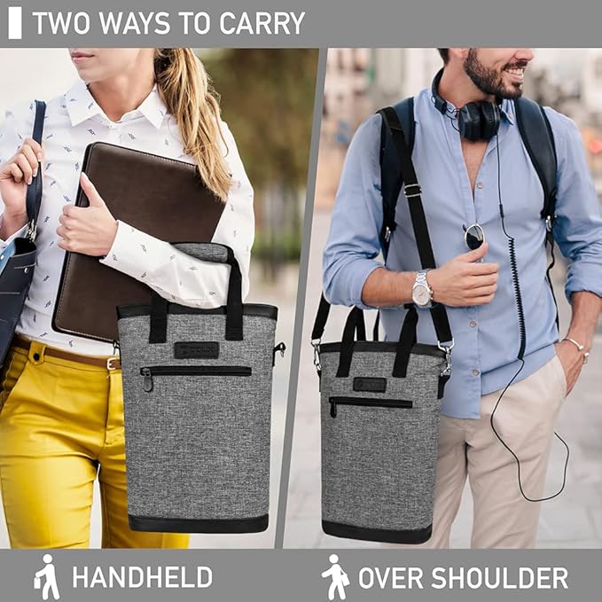 opux Two Bottle Wine Bag Carrier Tote, Insulated Leakproof 2 Bottle Wine Cooler - Image 7