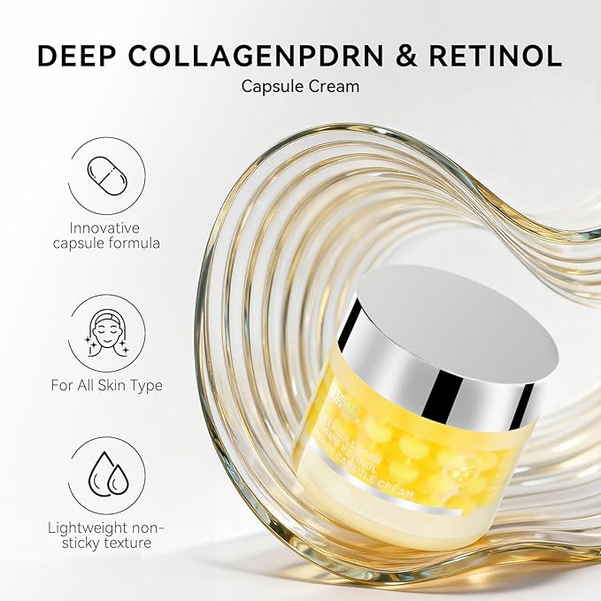 Deep Collagen Capsule Cream with PDRN & Retinol – Microneedling Anti-Aging Face Moisturizer for Firmness, Wrinkle Care & Elasticity Support,2.37 fl.oz