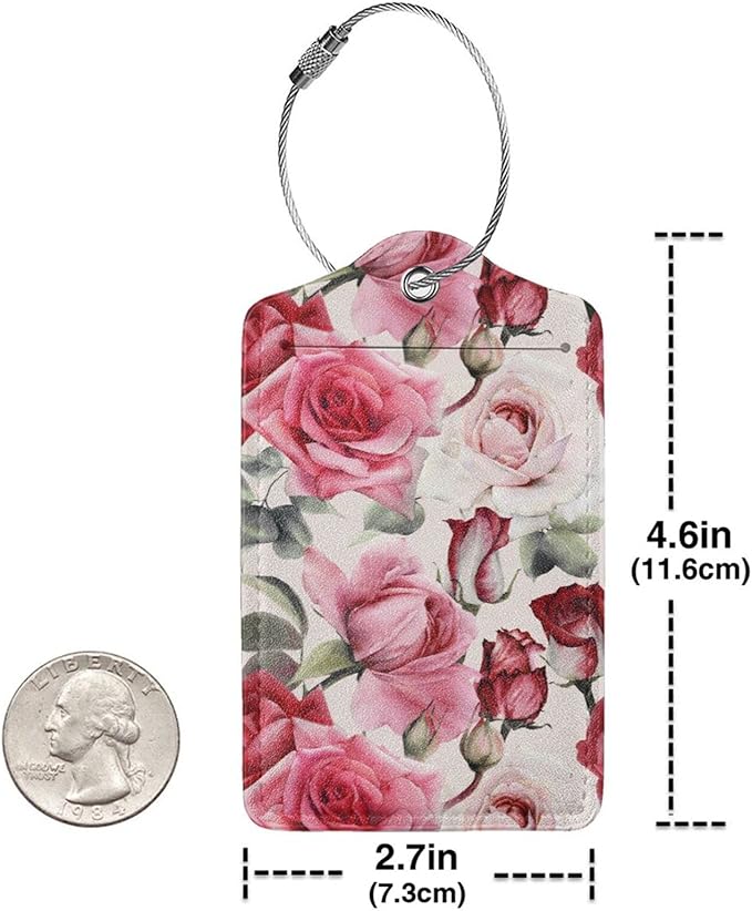 2PC Red Rose Flower Luggage Tag - Image 4