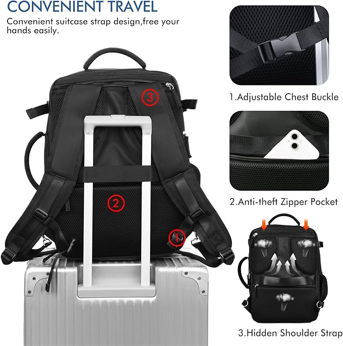 Beraliy Travel Backpack for Men Women, Carry On Backpack, 16 Inch Laptop - Image 5