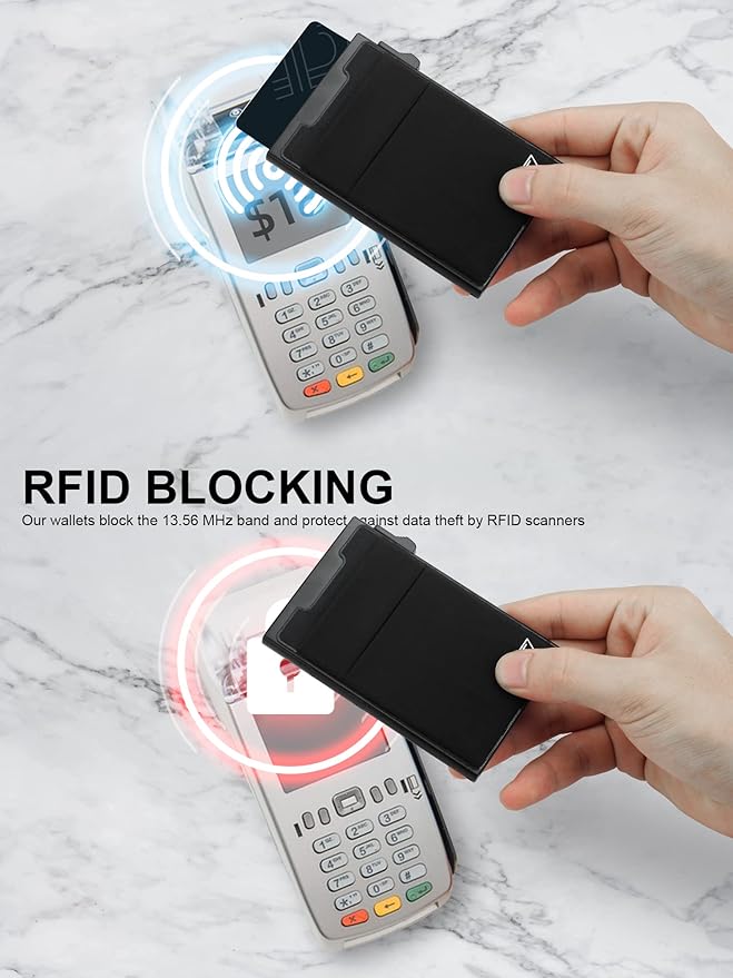 Slim RFID Blocking Wallets, Pop Up Minimalist Card Holder - Image 3
