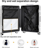 Zipperless Luggage, Polycarbonate Aluminum Hardshell, Expandable Carry-On - Image 3