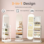 RQZ 8 LEDs Jewelry Cabinet Armoire Standing, 360° Swivel Jewelry Organizer - Image 5