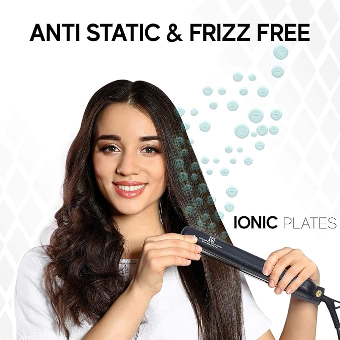 Brilliance New York 1.25 Inch Diamond Ceramic Flat Iron Hair Straightener, Professional Straightener Flat Iron with Anti-Static Ionic Plates