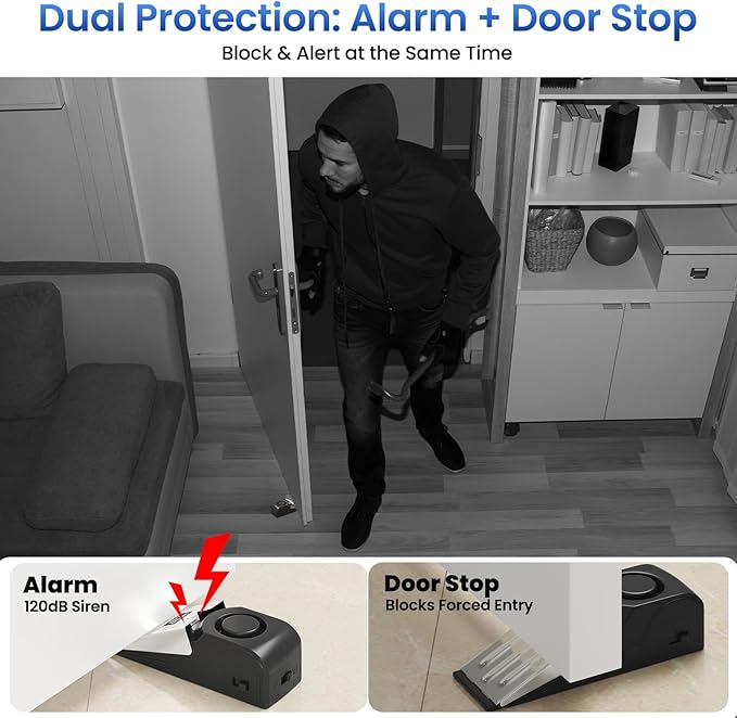 HOSOM Door Stop Alarm for Home & Travel Safety, 120dB Loud Siren Door Stoppers - Image 3