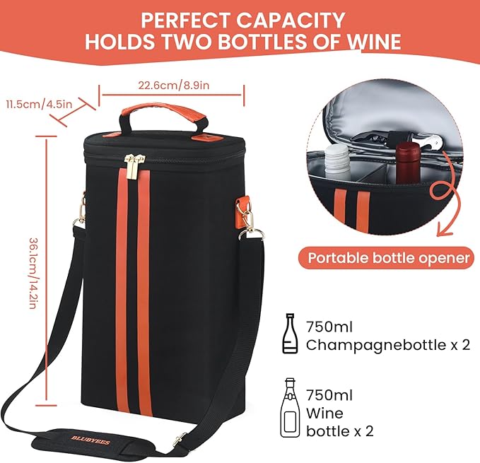 2-Bottle Insulated Wine Carrier Tote - Image 2