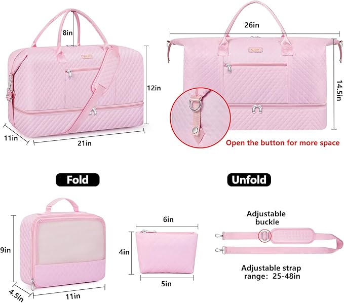 Weekender Bag for Women, Travel Duffel Bag Carry On Overnight Bag - Image 7