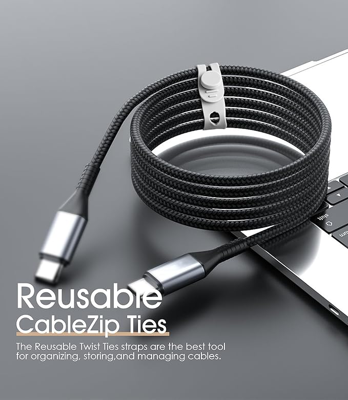 20Pcs Nearockle Silicone Cable Ties, 5.12 Inch Adjustable Cord Organizer - Image 6