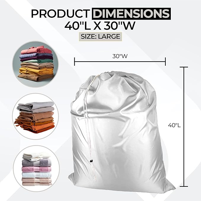 Laundry Bag with Locking Closure Drawstring – Extra Large Heavy Duty 100% Nylon - Image 2