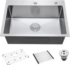 25-Inch Drop-In Kitchen Sink, SINKVINE 25" x 18" Stainless Steel Indoor and by SINKVINE