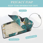 2 Pack Luggage Tag for Suitcases Green Ginkgo Leaf PU Leather Bag Travel - Image 2